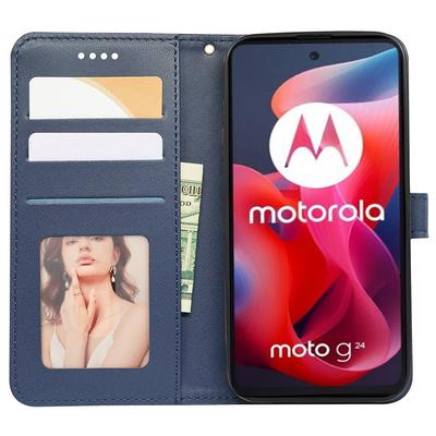 For Motorola Moto E14 4G/G04 4G/G04s 4G/G24 4G Case Leather Wallet Phone Cover with Magnetic Clasp