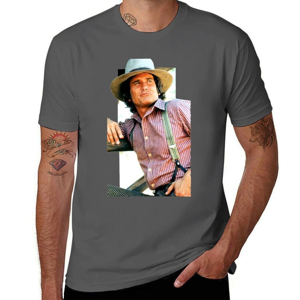 Charles Ingalls Michael Landon Little House In The Meadow Bonanza Western Tshirt Large Size Casual Tee Shirt