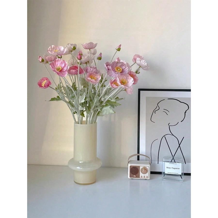 Artificial Corn Poppy Flower Bouquet with Realistic Touch and Flocking Long Stem, Which Is Made of Plastic.For Weddings, Proposals, Spring, Birthdays