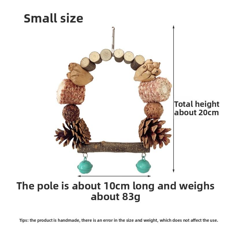 

Wooden Parrot Swing, Log Bird Standing Pole Play, Grinding Mouth Mountain Pineapple Pinecone Nut Chewing String Parrot Toys small Bagged
