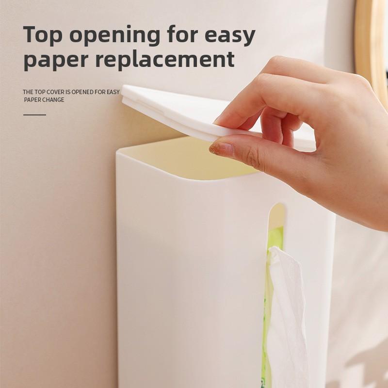 Tissue Box, Kitchen and Household Multi-functional Face Towel, Garbage Bag, Non-perforated Storage Box, Wall-mounted Tissue Box
