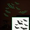 12 Piece Adhesive Halloween Bat Wall Decal With Night Glowing Effect 3D Design Sticker For Home And Party Decoration