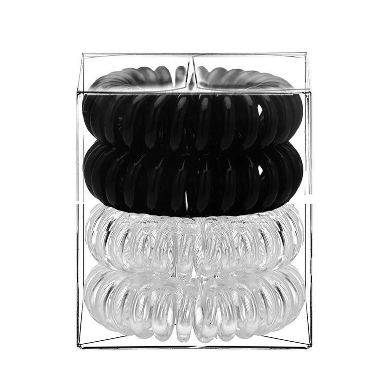 Telephone Wire Elastic Hair Rubber Bands Transparent Spiral Hair Ties Rings Gum for Women Hair Accessories