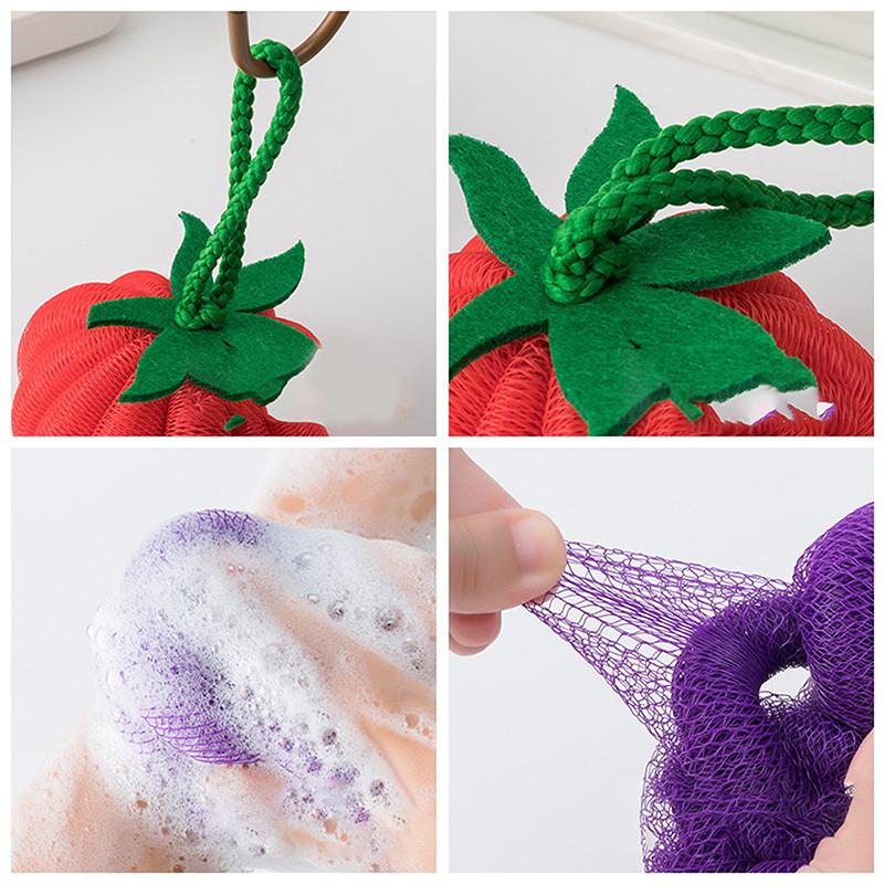 Dopamine Color Bath Sponge Fruit Vegetable Shape Non-Shedding Bubble Ball For Women Soft Shower Tool