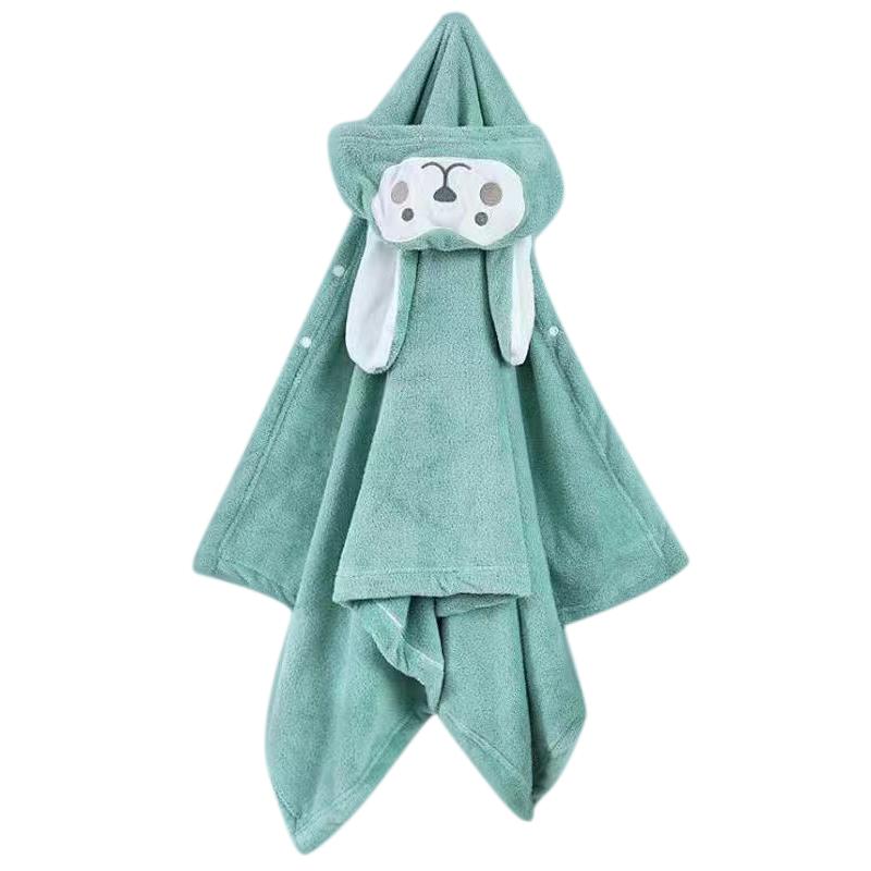 

Малышей малышей банное полотенце с капюшоном детский халат супер мягкий впитывающий банное полотенце одеяло мультфильм коралловый флис детский банный халат мальчик девочка 90x150cm зелёный