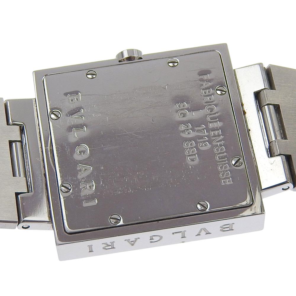 BVLGARI Quadlard Watches SQ29SSD blackDial Stainless Steel Quartz Analog display unisex Used