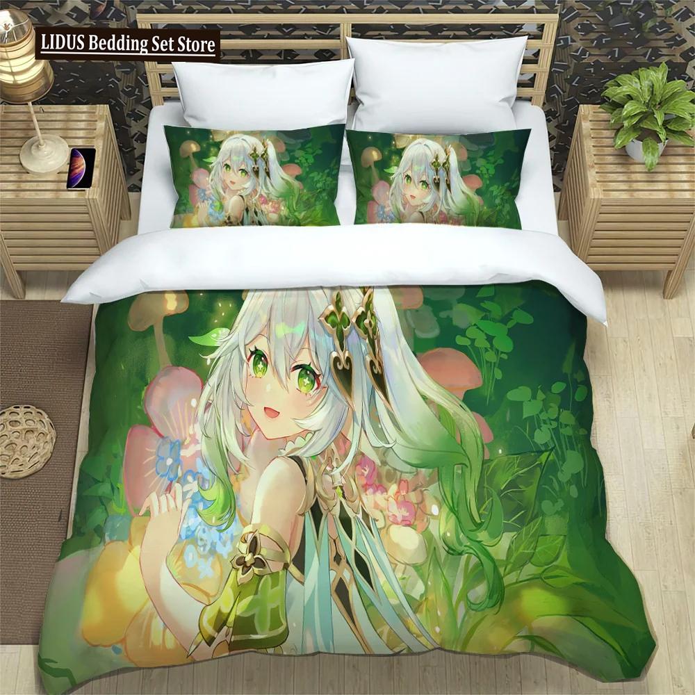 Anime Genshin Impact Bedding Set Boys Girls Twin Queen Size Duvet Cover Pillowcase Bed Kids Adult Fashion Home Textileextile
