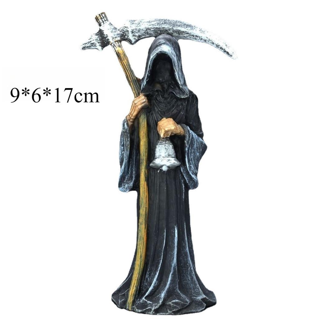 Y Europe & America Grim Reaper Sculpture Resin Crafts Halloween Garden Tabletop Decoration Ornament Scythe-Holding Reaper Statue
