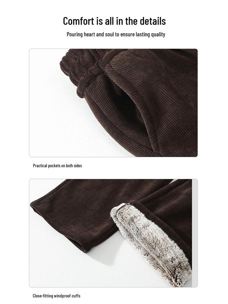 Warm Cotton Straight-Leg Trousers for Middle-Aged & Elderly Women: New Grandma Style, Ideal for Autumn & Winter