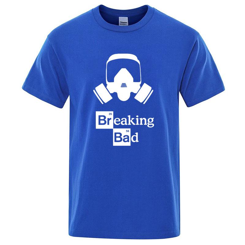 

Summer Men s Short Sleeves Cotton Heisenberg Printed Casual For Men O-neck Cool Casual Loose Hip Hop Male Tops XXL синий