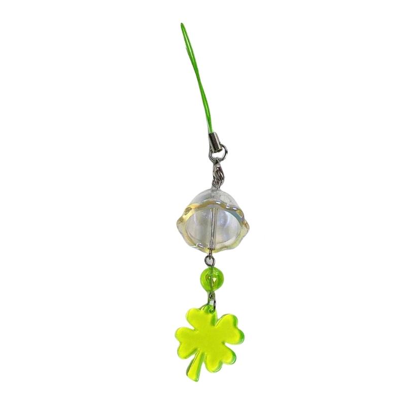 Clear Elegant Color Four Leaf Clovers Phone Charm with Wind Chimes Portable Good Luck Fashion Accessory Daily Use