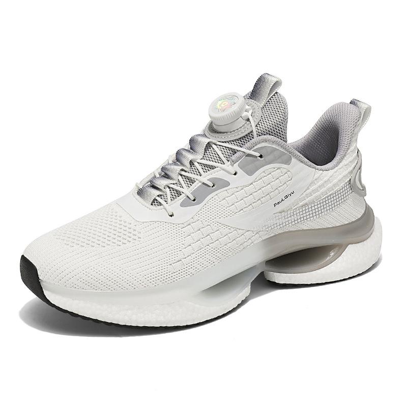 2025 new sports shoes men's rotating button running shoes ultra-light shock-absorbing mesh breathable men's shoes live broadcast