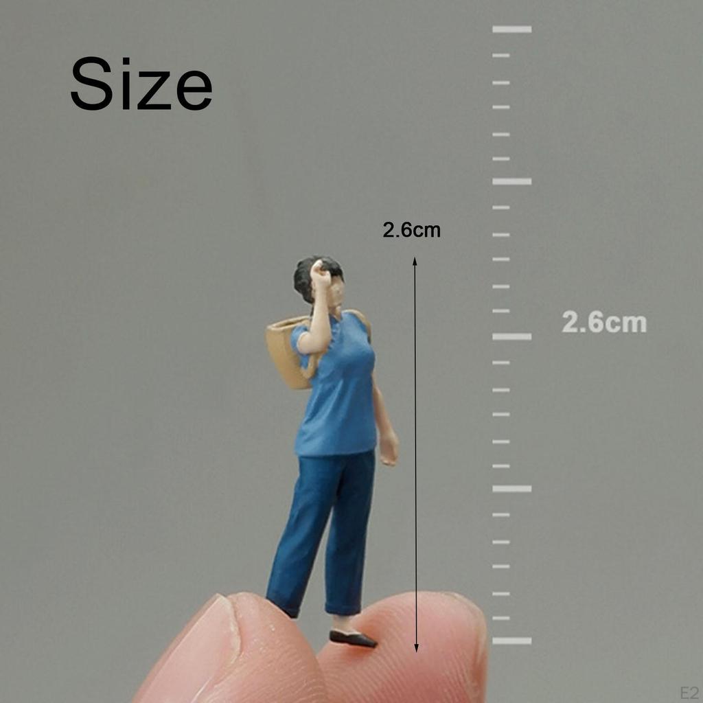 1:64 People Figures Mini Figurines Collectibles Female Farmer Figurine Basket Carrying