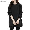 ZANZEA Women Casual Crew Neck Long Sleeve Loose Pullover Sweatshirt