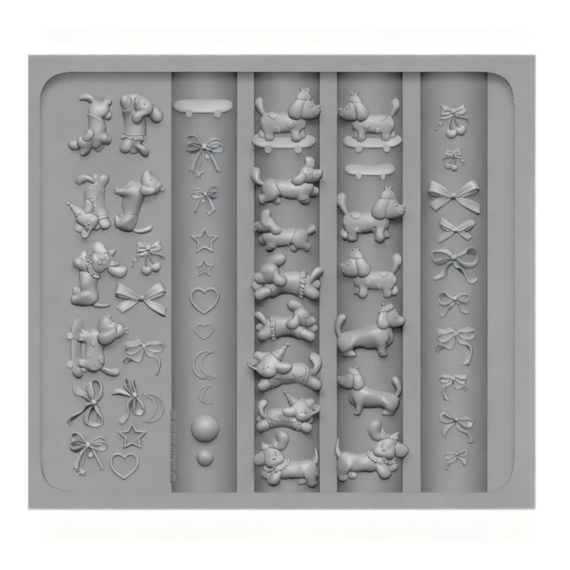 Dachshund Bowknot Design Silicone Nail Mold Manicure Molds for Creating Detailed Nail Art and Resin Jewelry Decorations