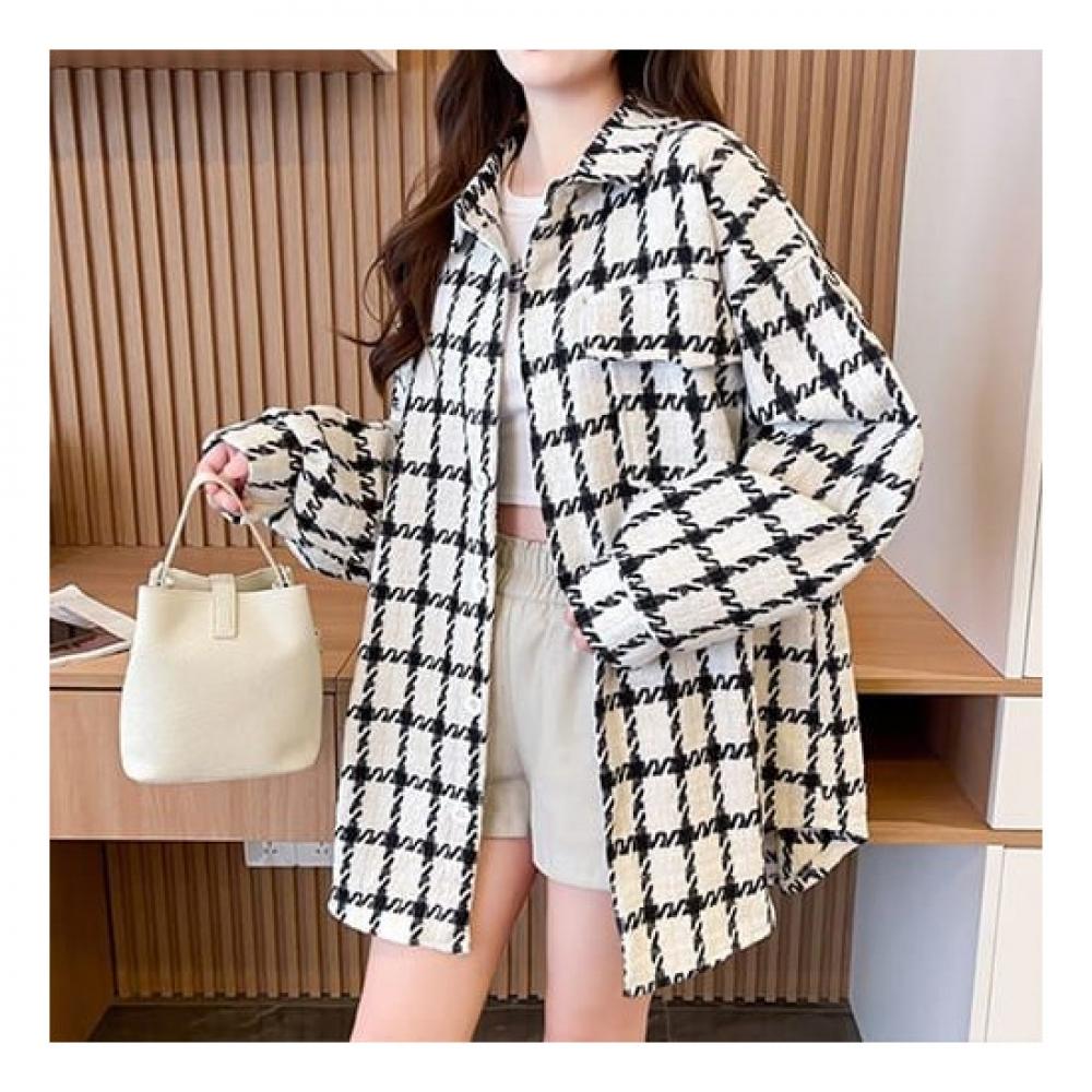 Navava Women Vintage Outer Check Long Sleeve Shirt Nb2309