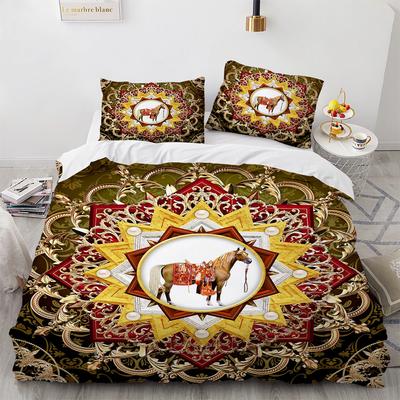 Mandala Duvet Cover Set Boho Style Horse Pattern Chic Polyester Comforter Cover King Twin Size for Teens Adults Kids Bedding Set