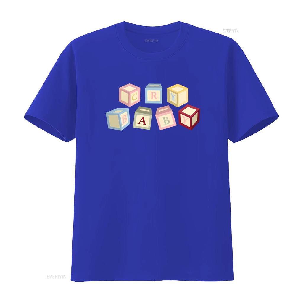 Melanie Martinez Cry Baby Alphabet Blocks Print T Shirt for Boys Vintage Washed Homme Soft Top For Everyday Wear Fashion