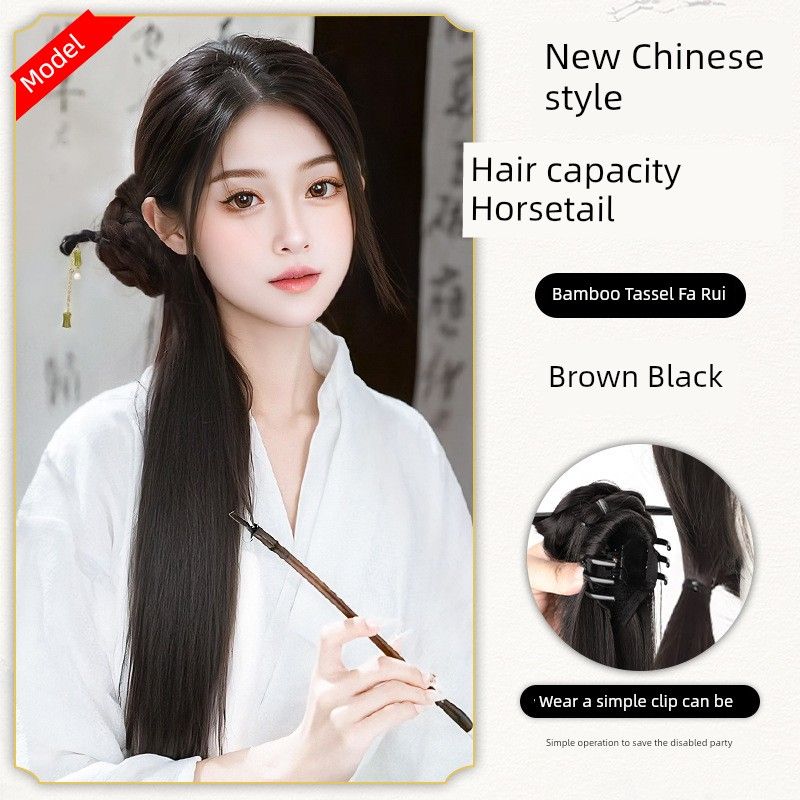 Chinese Style Artificial Hair Ponytail Light National Style Hairpin Integrated Grip Antique Hair Accessories Han Chinese Clothing Cheongsam Ponytail