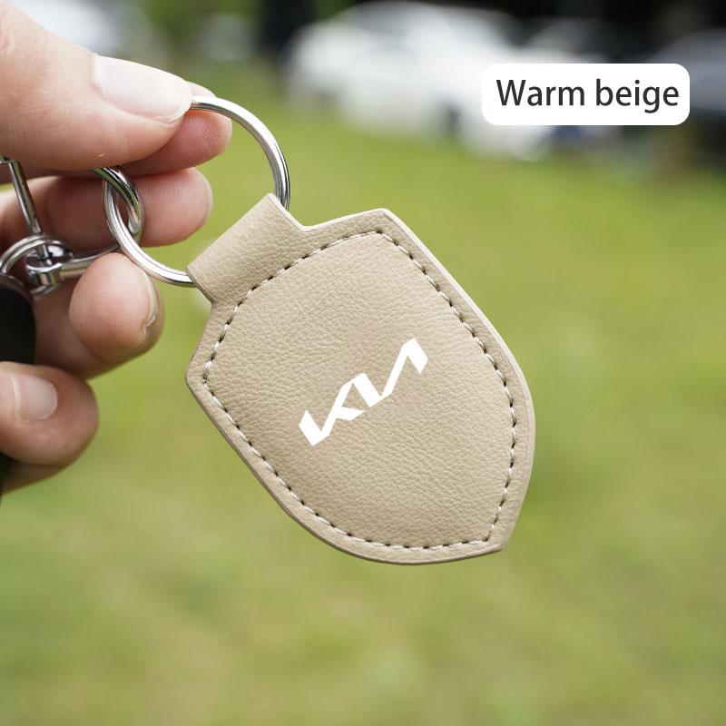 RVGH1 Car Logo Keychain Modeling Leather Key Ring Decorative For Kia GT-Line KN Sportage Ceed Rio Picanto Sorento Soul Cerato Venga