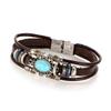 RUI RUI YU Men Women Retro Oval Turquoise Artificial Leather Bracelet