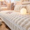 High Quality Thick Cloud Plush Sofa Cushion Wavy Stripes Plush Anti Slip Winter Soft Sofa Cover Cloth Couch Chair Mat Home Decor