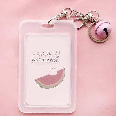 Cute Cartoon Card Cover Fashion Card Bag Bank Credit Card Holder Plastic Student ID Bus Card Pass Holder with Keyring Chain