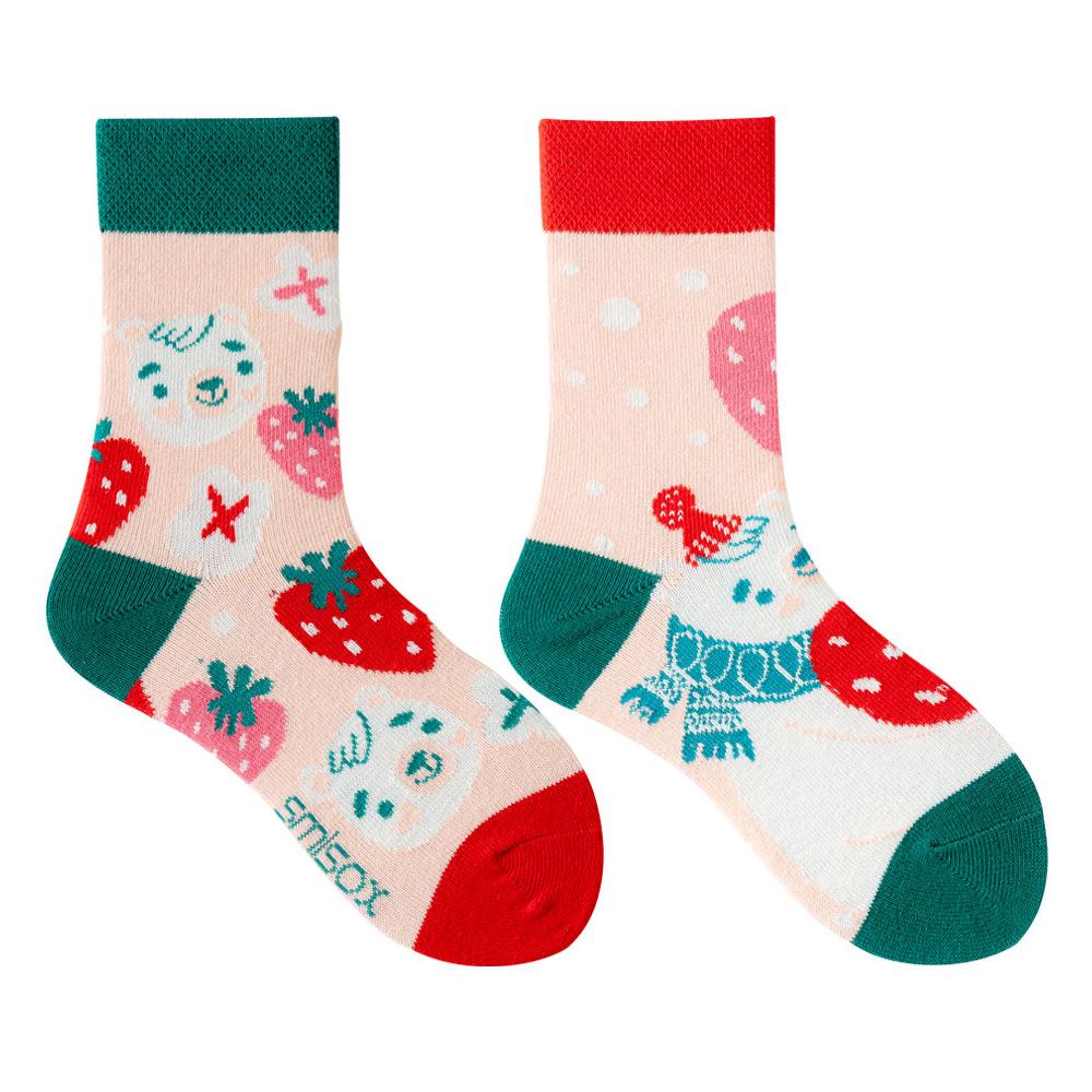 Children's Asymmetrical Cartoon Mid-Calf Socks - Colorful Parent-Child Style, Trendy Fashion for Kids