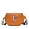 Leather Fashion Saddle Bag Women'S Bag Messenger Bag Double Zipper First Layer Cowhide Bag Shoulder Bag