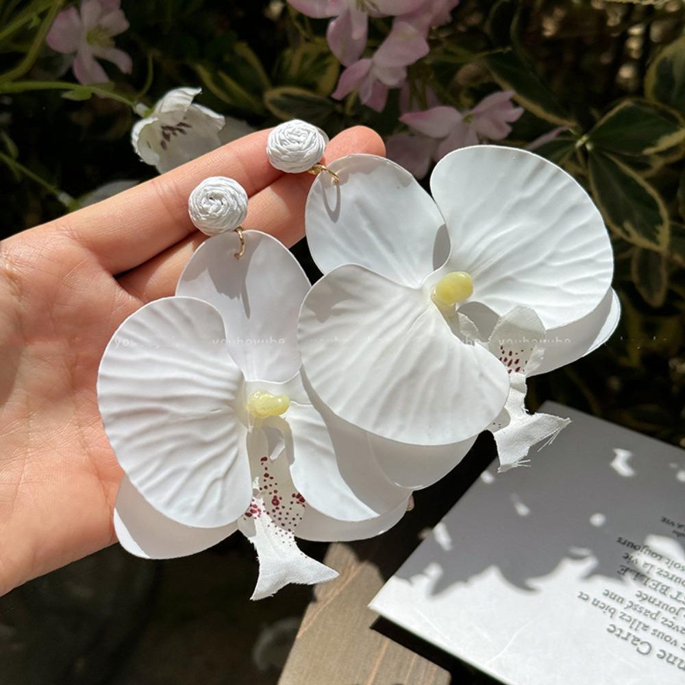 Simulated Flower Butterfly Orchid Earrings Zinc Zinc Alloy Flower Earrings Retro Flower Drop Earrings  Women
