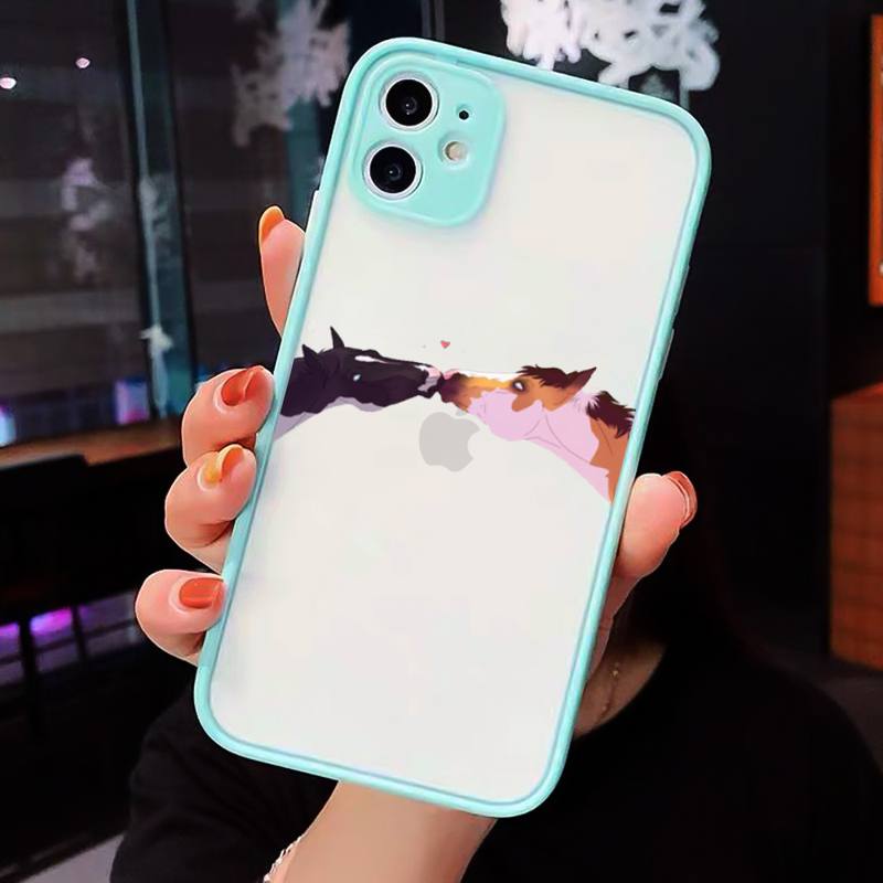 Horse Art Cartoon Design Pattern Phone Case Matte Transparent  For Iphone 7 8 11 12 Plus Mini X Xs Xr Pro Max Cover