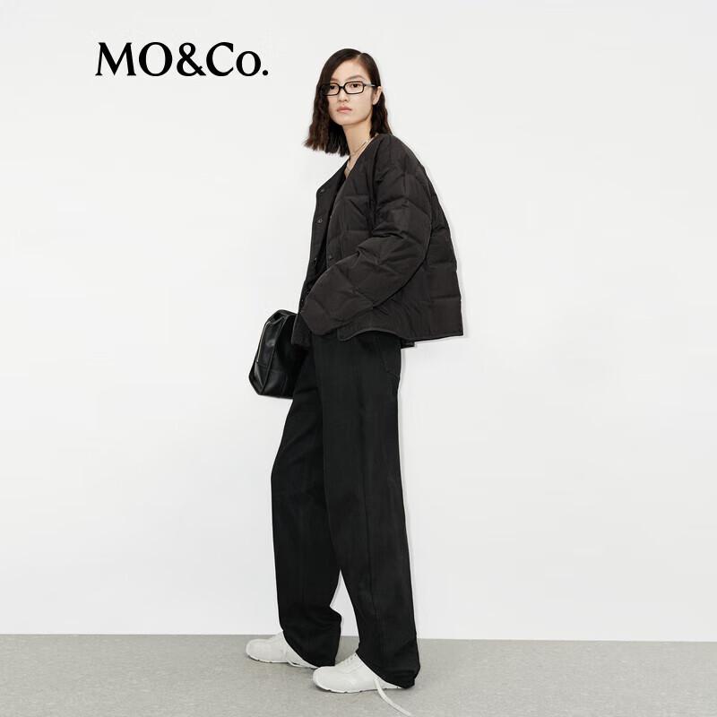 MO&Co. Double-Dyed Black High-Waist Tailored Tapered Jeans