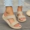 2024 New Women's Slippers Soft Sole Middle Heel Slippers Summer New Solid Color Casual Comfort Open Toe Fashion Women's Slippers