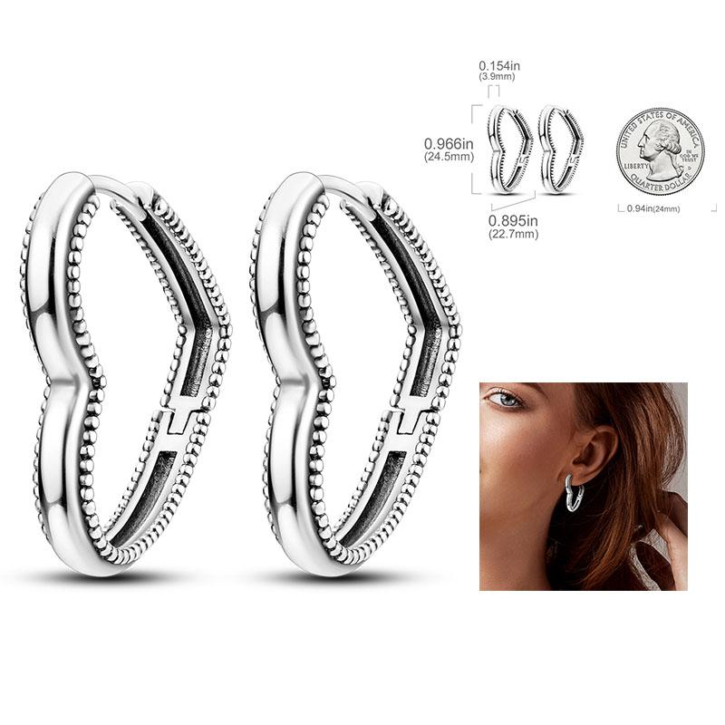 925 Silver Hoop Earrings For Women Zircon Heart Star Drop Fashion Jewelry Original Design