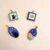 Oil Painting Style Photo Frame Pendant With Cat Starry Sky Pattern Charms Fashion Trend Diy Necklace Jewelry Making Accessories