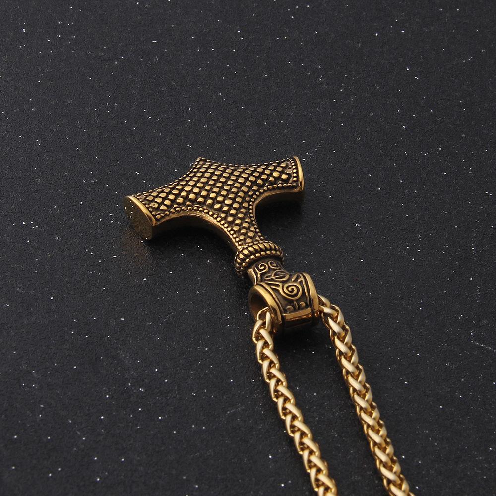 Vintage Stainless Steel Thors Hammer Necklace Nordic  Pendant Necklace Viking Scandinavian Norse Man Male Amulet Hip-hop Jewelry Gift