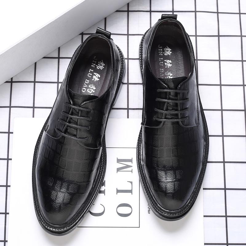 Fashion Men's Summer Business Dress Black Casual Interior Height Increasing Wedding Suit Breathable British Groom Men's Shoes