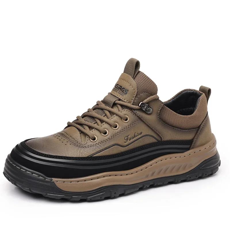 

New Mens Casual Leather Outdoor Sneakers New Winter Genuine Leather Outdoor Running Shoe Antiskid Tennis Walking Sports Shoes 38