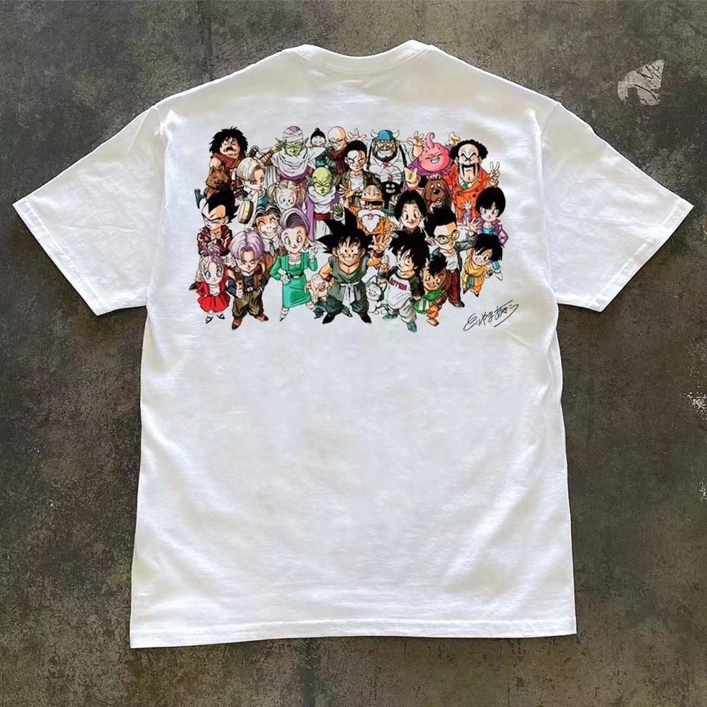 Japanese Vintage High Street Fashion Dragon Ball Anime Tshirt Unisex Women Summer Loose Cotton Short Sleeve