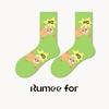 5 Pairs of Female Spring Cartoon Non Slip Sweat Absorption Leisure Lovely Tube Socks