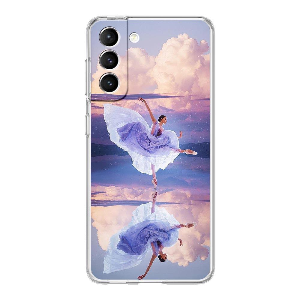Simple Swan Dance Ballet Clear Phone Case For Samsung Galaxy S23 S22 5G S20 Ultra S21 FE 5G S10E S9 S8 S10 Plus Soft Back Cover