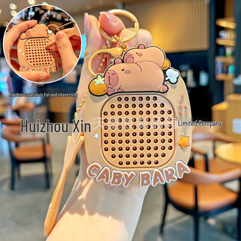 Cute Capybara Magnetic Drawing Board Keychain - Creative Cartoon Graffiti Pendant
