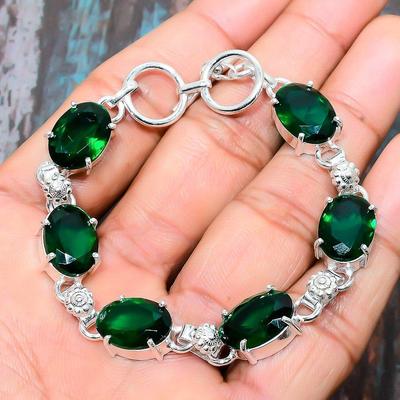Prachtige Chrome Diopside Edelsteen Handgemaakte 925 Sterling Zilveren Armband