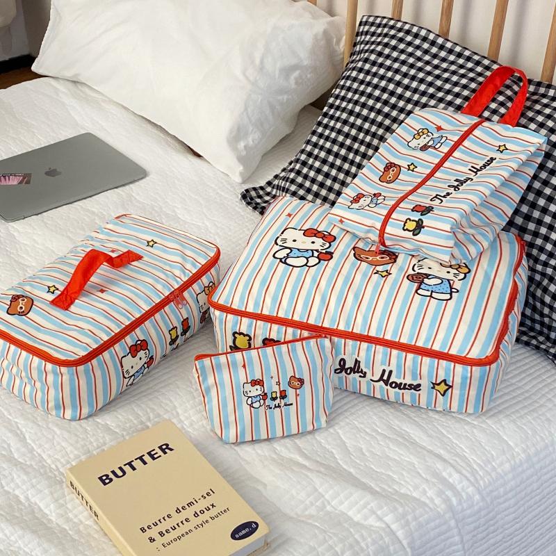 Hello Kitty Travel Organizer Bag Sanrio Kt Cat Portable Luggage Storage Pouch For Trip Business Hand Carry Cosmetic Case