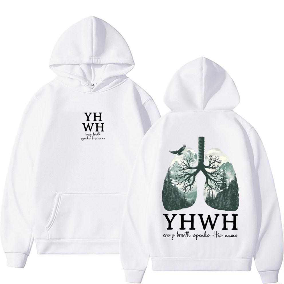 YHWH Lungs Christian Hoodie Every Breath Speak His Name Pullover Men Women Casual Fleece Cotton Hoodies Streetwear