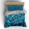 Blue Alphabet Pattern Bedding Set Bedding set (1 duvet cover, 2 pillowcases, duvet not included)