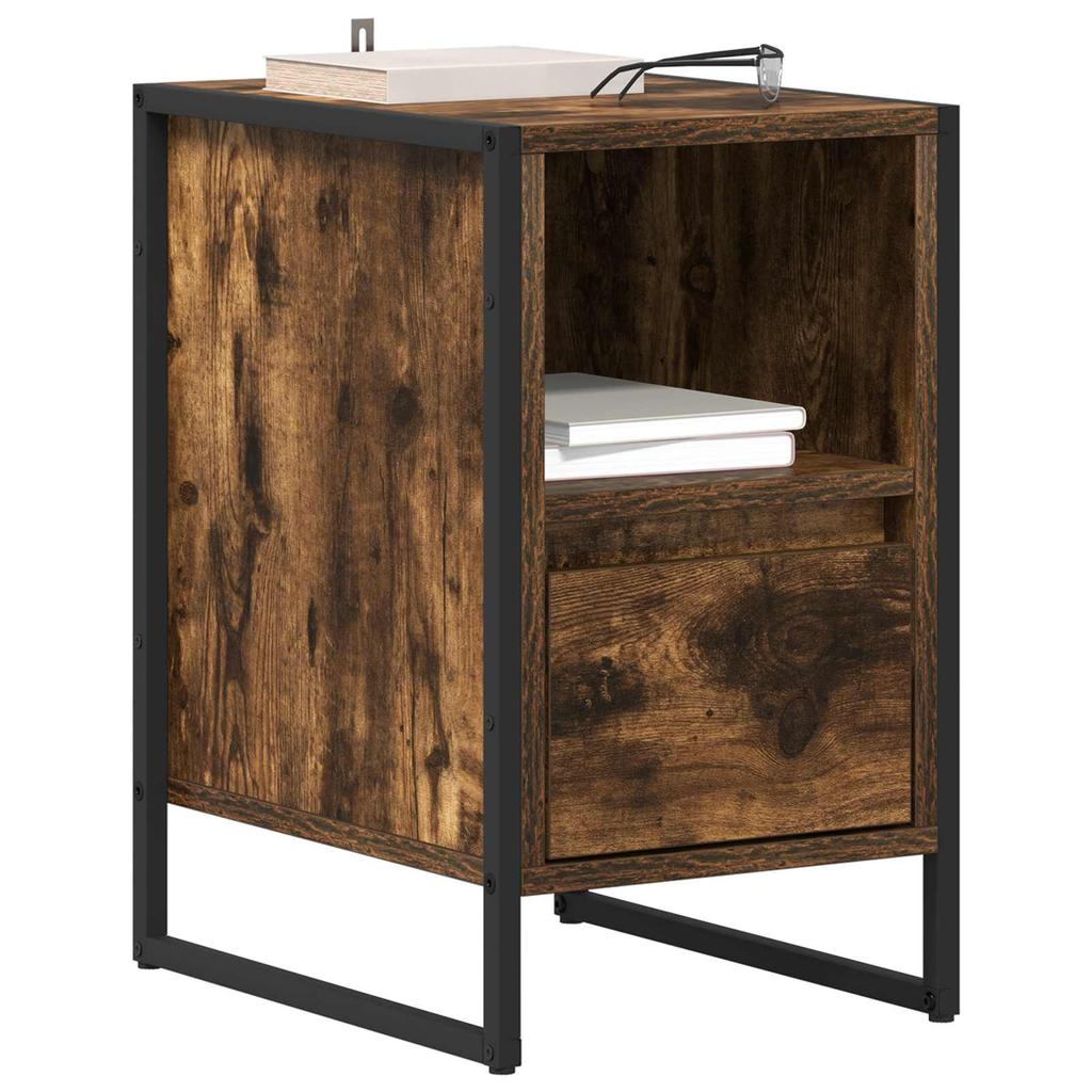Nightstand Smoked Oak 39.5 x 30 x 50 cm Particleboard