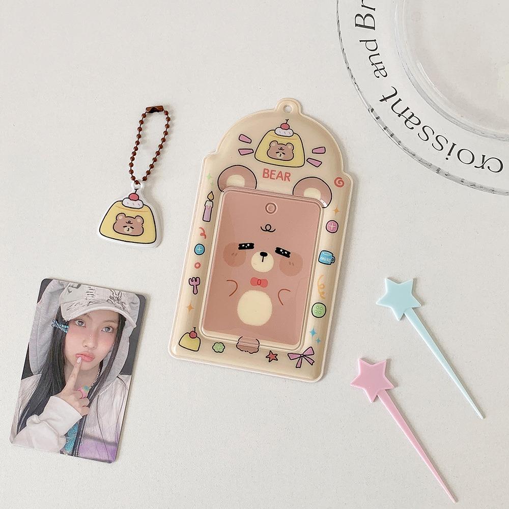 

Cute PVC Photocard Holder Keychain Hanging Decoration Cartoon Animal ID Badge Holder Idol Card Display Protector Photo Frame