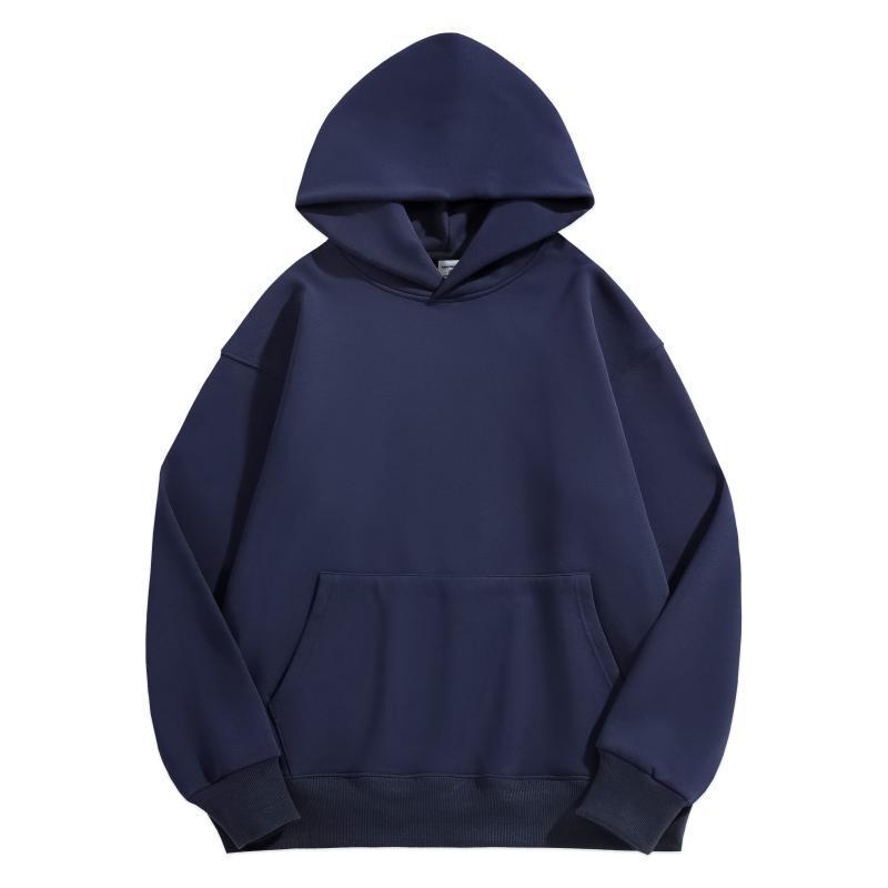 Men's Heavyweight Velvet Crewneck Sweatshirt - Thick Lambswool-Style, Loose Fit, Solid Color, Unisex, 500g.