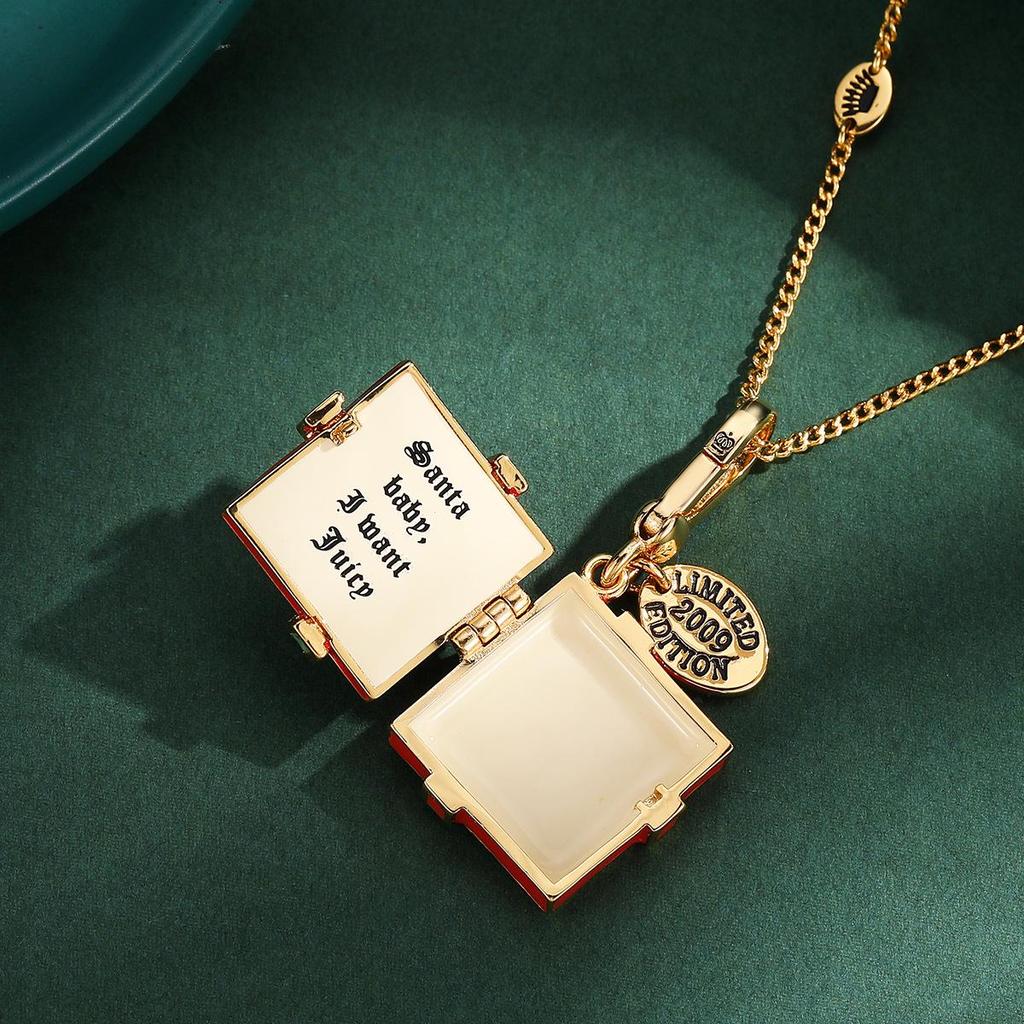 Moda Transgraniczna Czerwona Kokardka Emaliowany Wisiorek w Pudełku Naszyjnik dla Kobiet